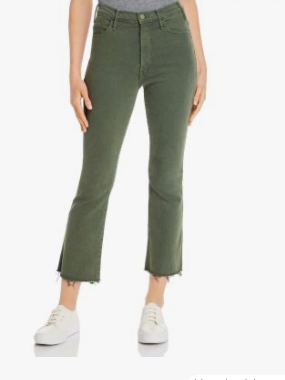 MOTHER The Hustler Ankle Fray Dark Olive Jeans